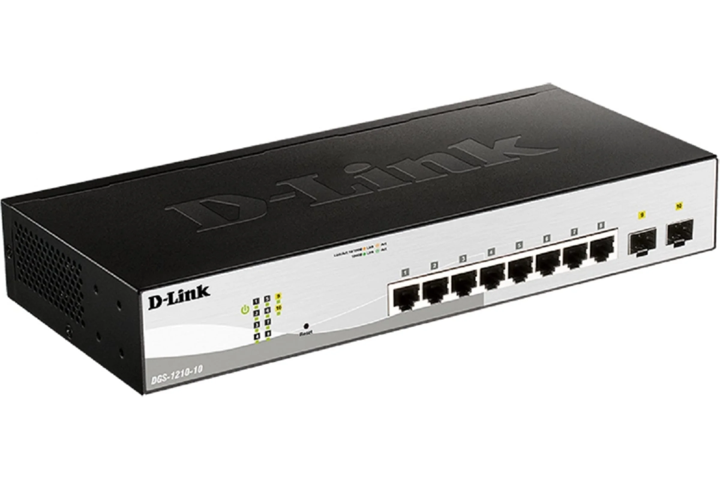 Коммутатор D-Link DGS-1210-10MP/F3A Smart L2 Switch 8х1000Base-T PoE, 2х1000Base-X SFP, PoE Budget 130W, Compact CLI
