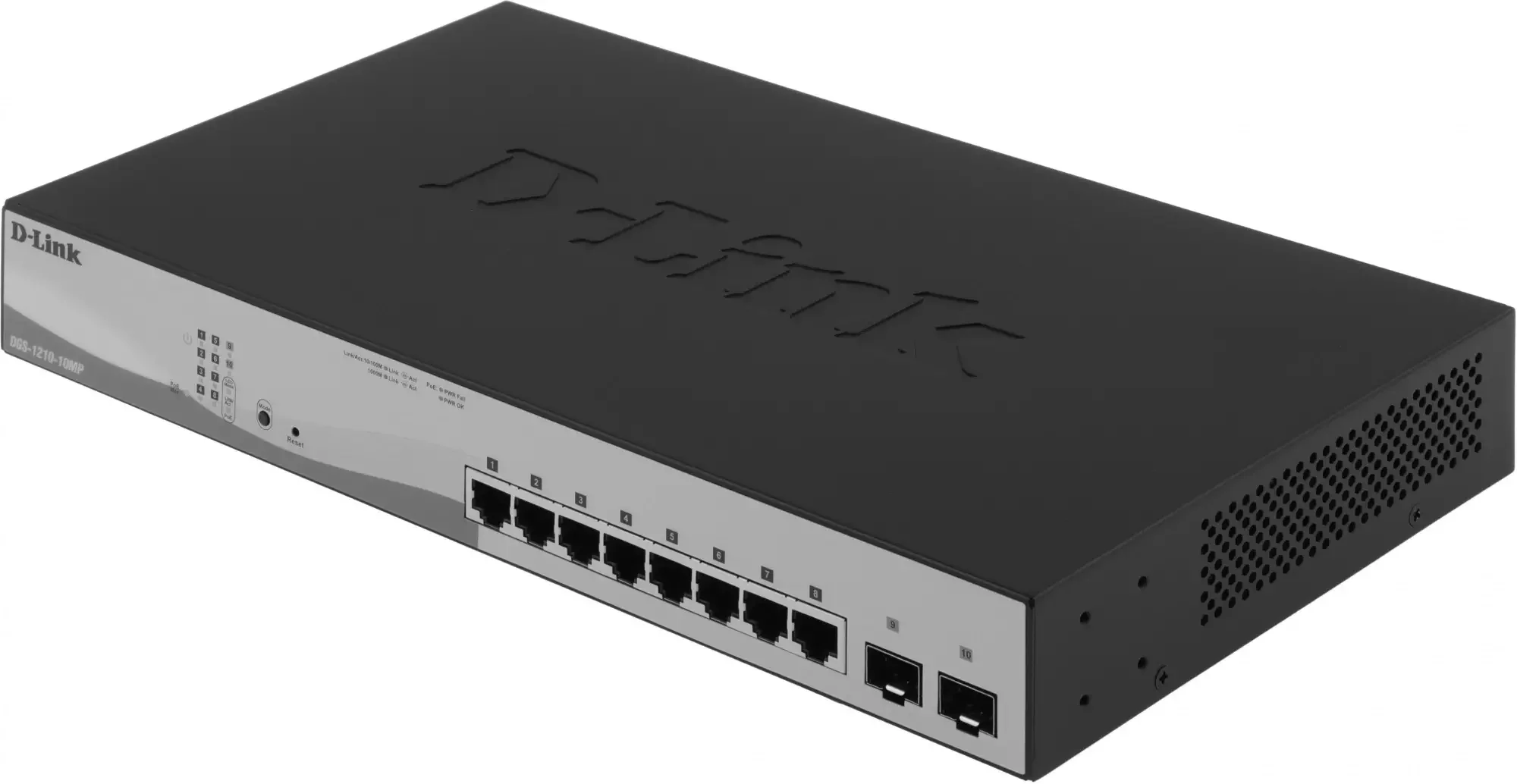 Коммутатор D-Link DGS-1210-10MP/F3A Smart L2 Switch 8х1000Base-T PoE, 2х1000Base-X SFP, PoE Budget 130W, Compact CLI