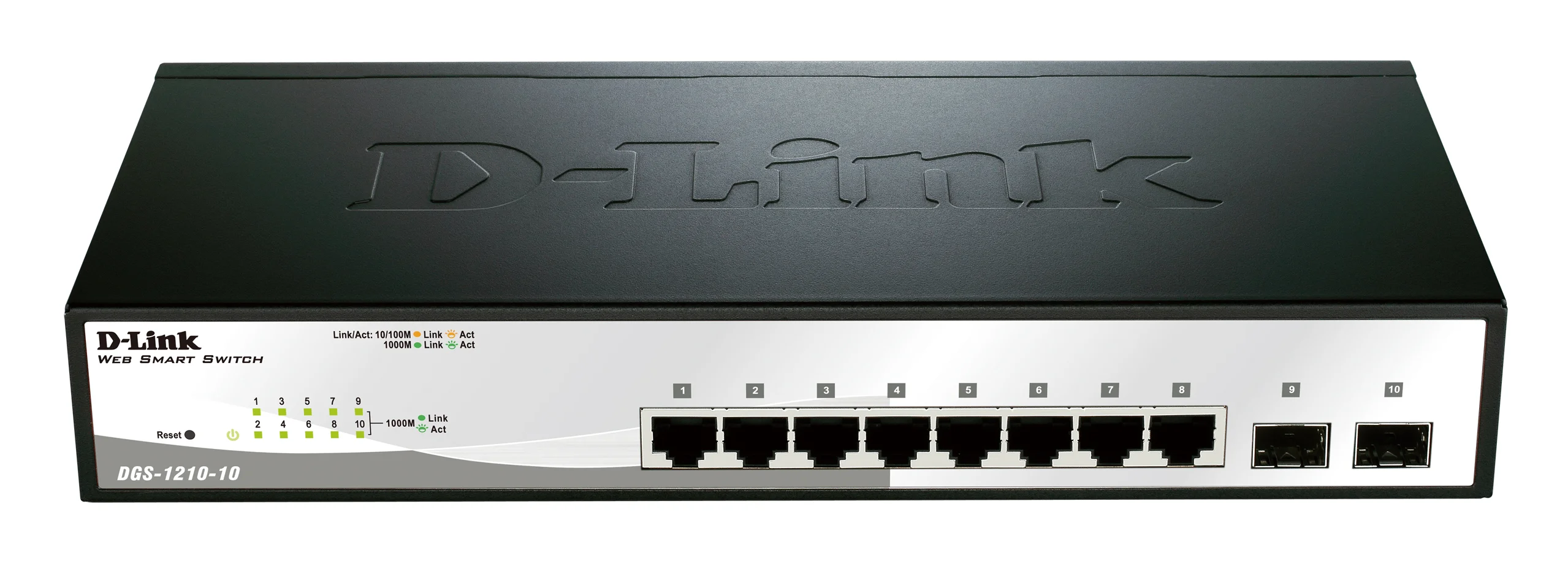 Коммутатор D-Link DGS-1210-10P/FL2A Управляемый L2 коммутатор с 8 портами 10/100/1000Base-T и 2 портами 1000Base-X SFP (8 портов PoE 802.3af/at, PoE б