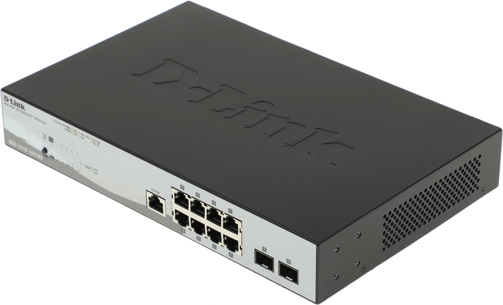 Коммутатор D-Link DGS-1210-10XP/ME/C1A (L2) 8x1 Гбит/с 2SFP+ 8PoE+ 240W управляемый