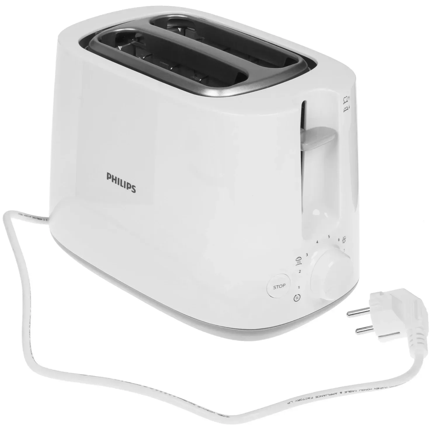 Тостер Philips HD2581, белый (830 Вт, мех, 8 степеней обжаривания, разморозка, подогрев)