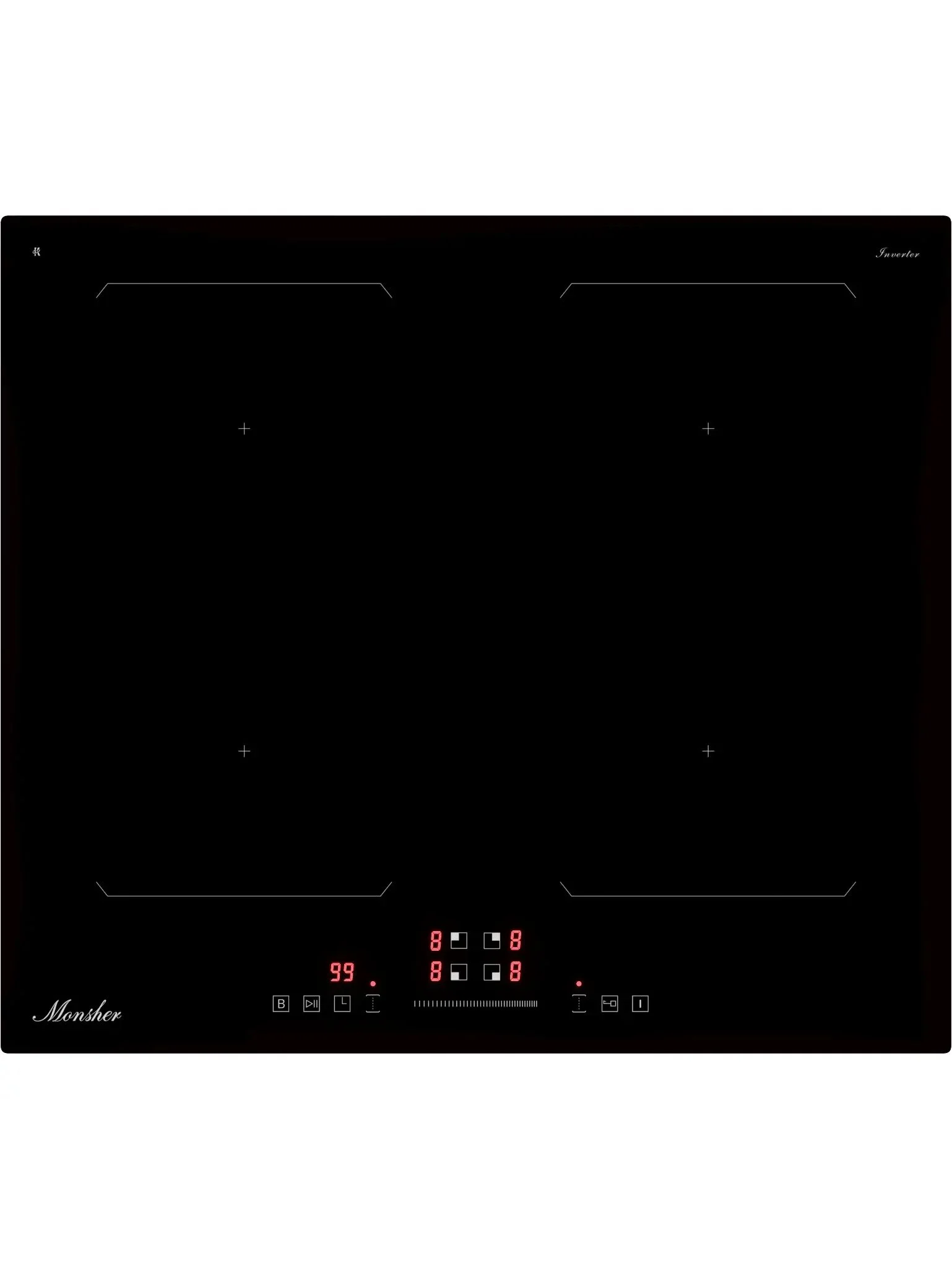 Индукционная варочная панель Monsher MHI 6026, 60 см, индукция, High-Tech, inverter, 9 уровней мощности, бустер, Stop and Go, автоматическое отключени