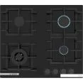 Поверхность газовая Bosch PNP6B6K40 Газ, 4.5х59x52 см, закаленное стекло, 4 конфорки, газ-контроль, автоподжиг, черный