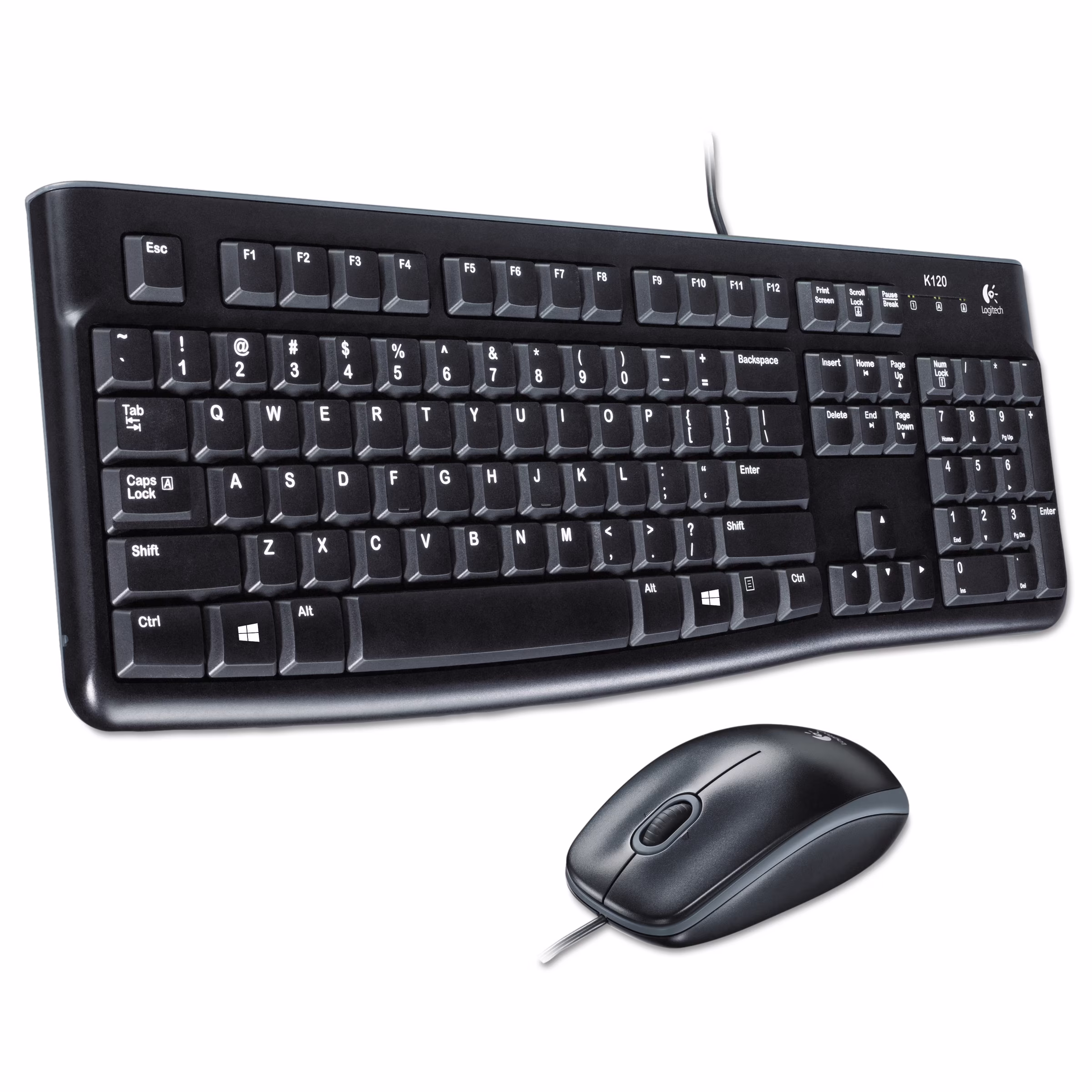 Logitech Комплект проводной MK120, (клавиатура + мышь), 1000dpi, RUS, чёрный.