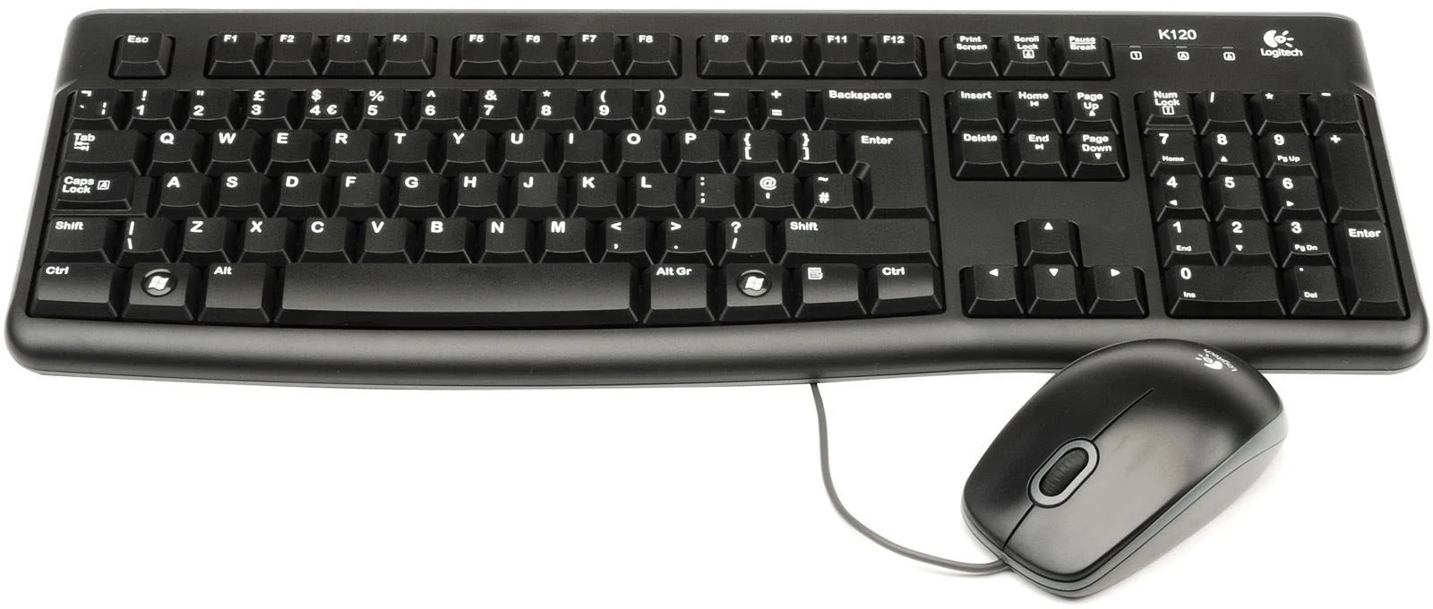 Logitech Комплект проводной MK120, (клавиатура + мышь), 1000dpi, RUS, чёрный.