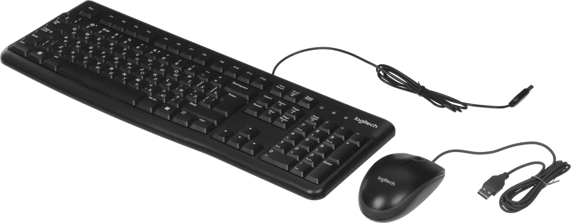 Logitech Комплект проводной MK120, (клавиатура + мышь), 1000dpi, RUS, чёрный.