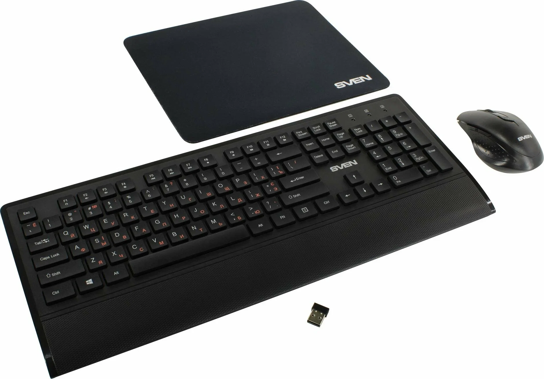 SVEN Комплект беспроводной клавиатура + мышь + коврик KB-C3800W (104 кл.+12Fn, 800-1600DPI, 5+1 кл.)