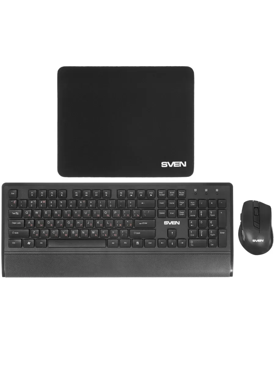 SVEN Комплект беспроводной клавиатура + мышь + коврик KB-C3800W (104 кл.+12Fn, 800-1600DPI, 5+1 кл.)