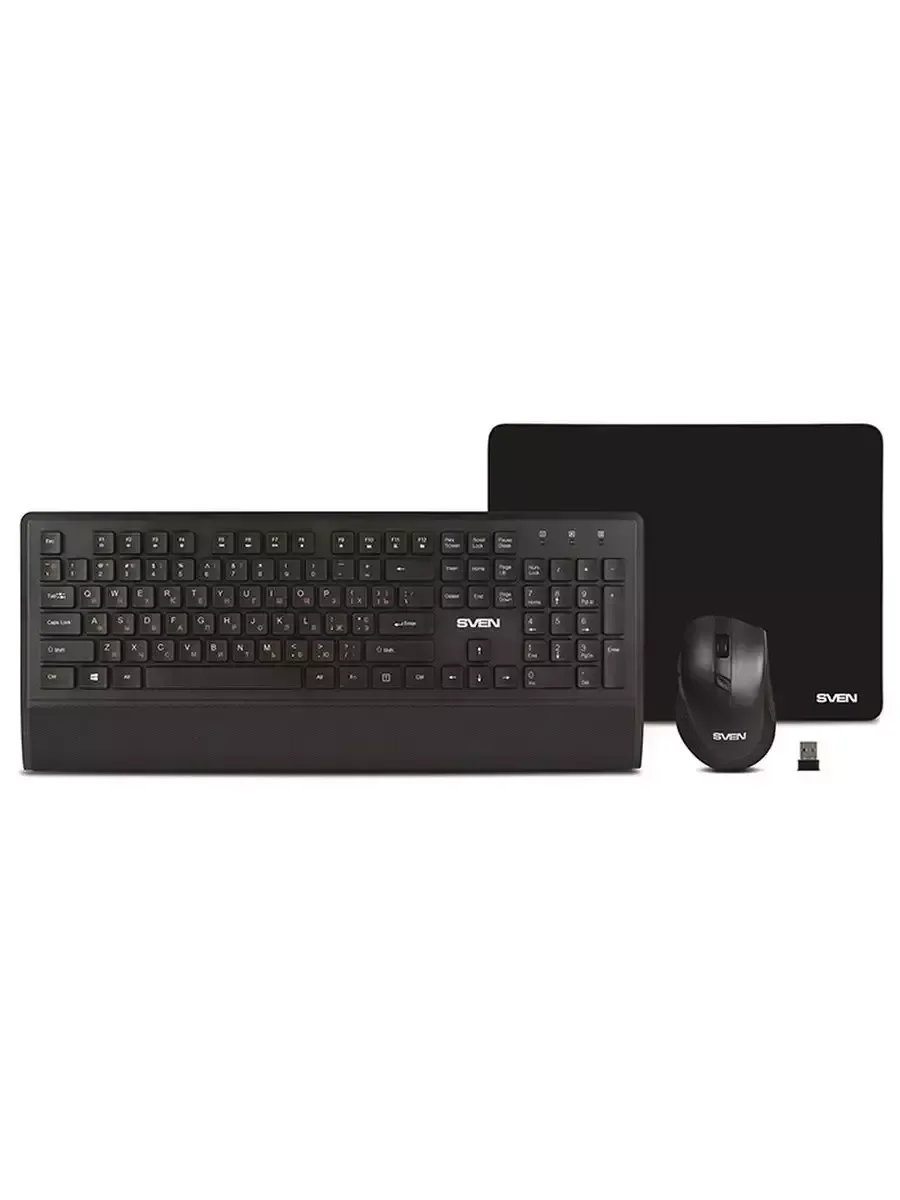 SVEN Комплект беспроводной клавиатура + мышь + коврик KB-C3800W (104 кл.+12Fn, 800-1600DPI, 5+1 кл.)