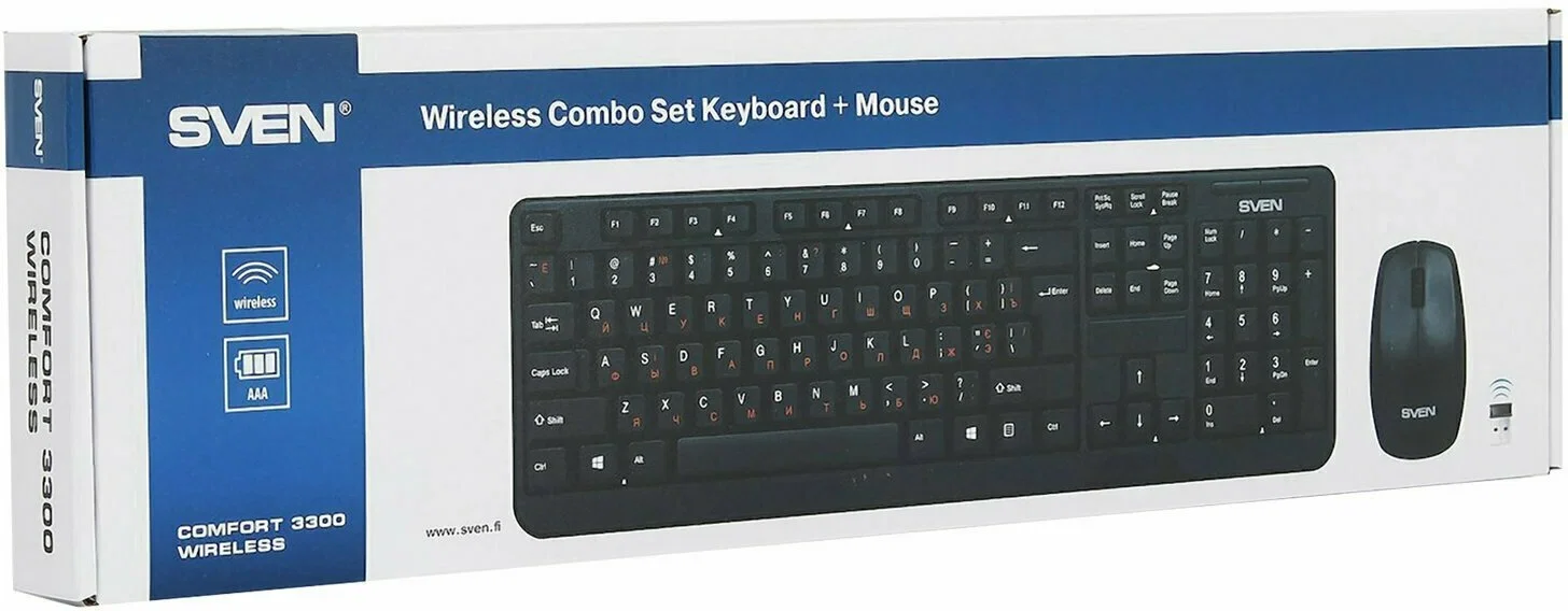 SVEN Комплект беспроводной клавиатура + мышь Comfort 3300 Wireless (104 кл, 1000DPI, 2+1кл.)_1