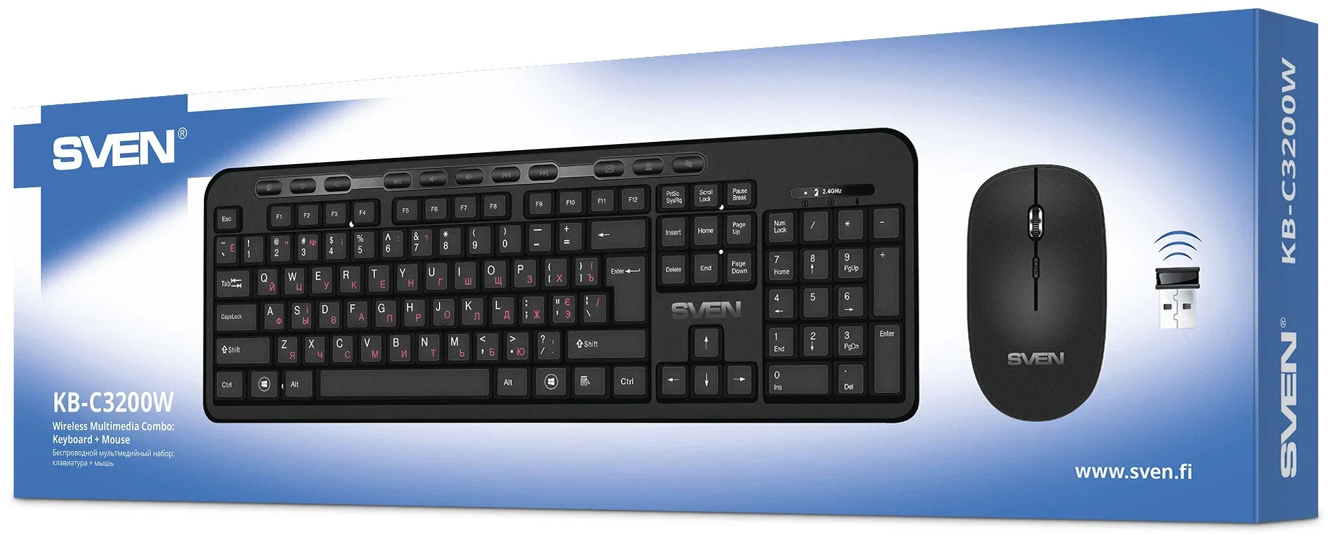 SVEN Комплект беспроводной клавиатура + мышь KB-C3200W (2,4 GHz, 114 кл, 1000-2000DPI)