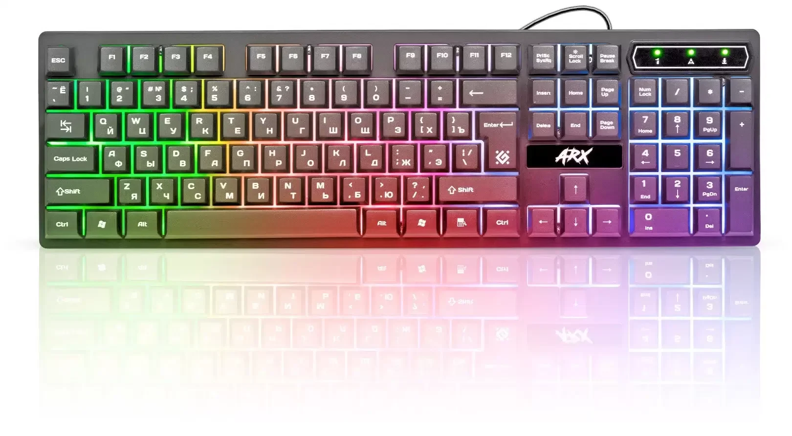 Defender Игровая клавиатура проводная Arx GK-196L RU, радужная подсветка