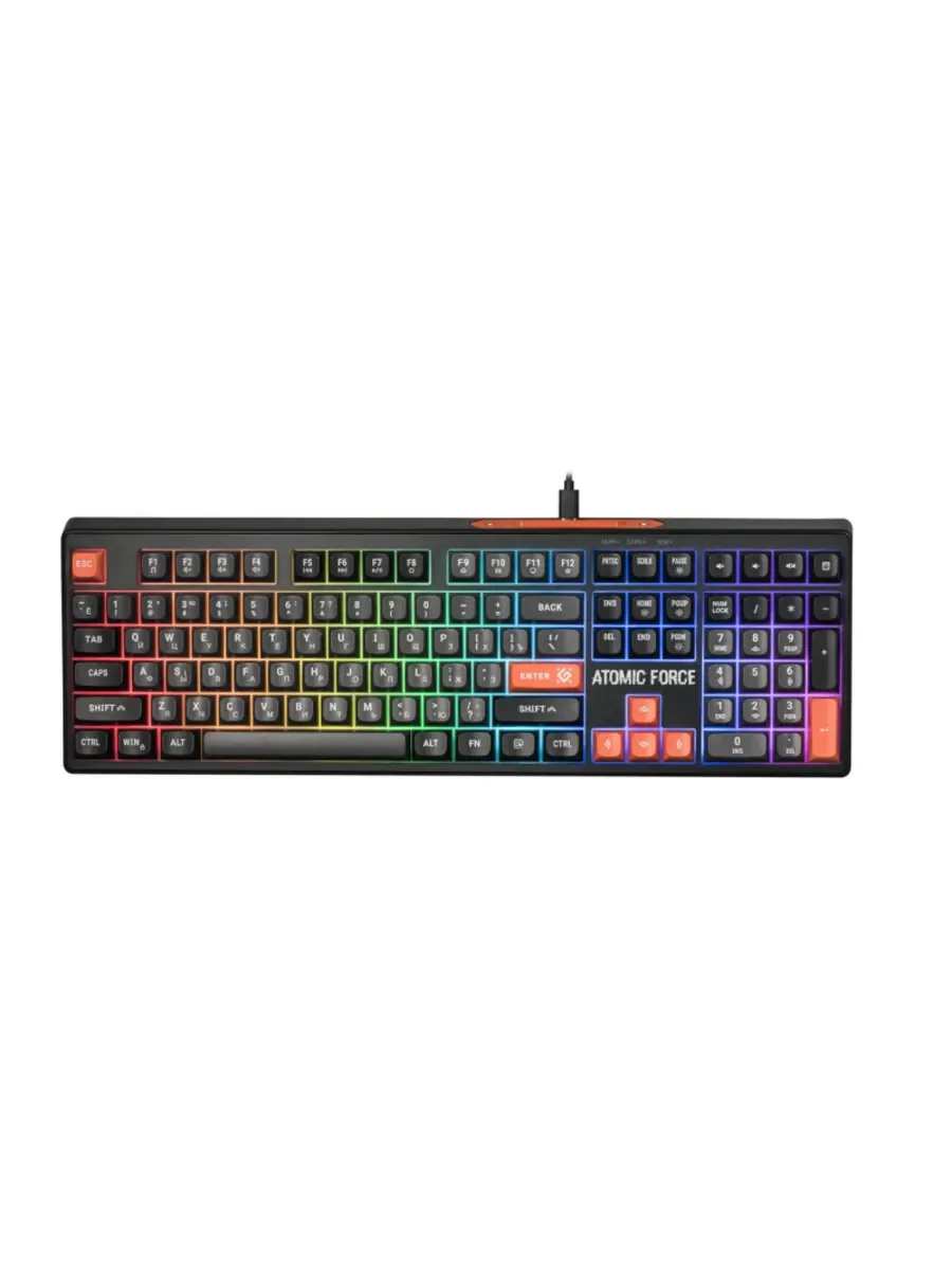 Defender Игровая клавиатура проводная Atomic Force GK-005 RU,чер/сер,108кн+FN,радуж,1.5м