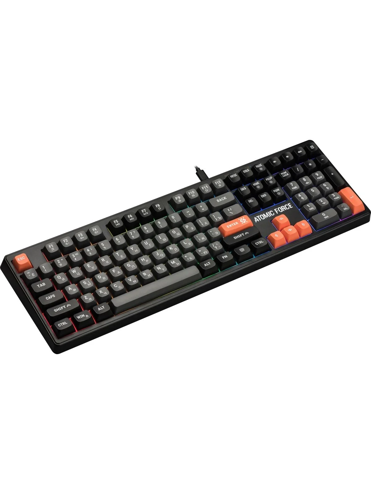 Defender Игровая клавиатура проводная Atomic Force GK-005 RU,чер/сер,108кн+FN,радуж,1.5м