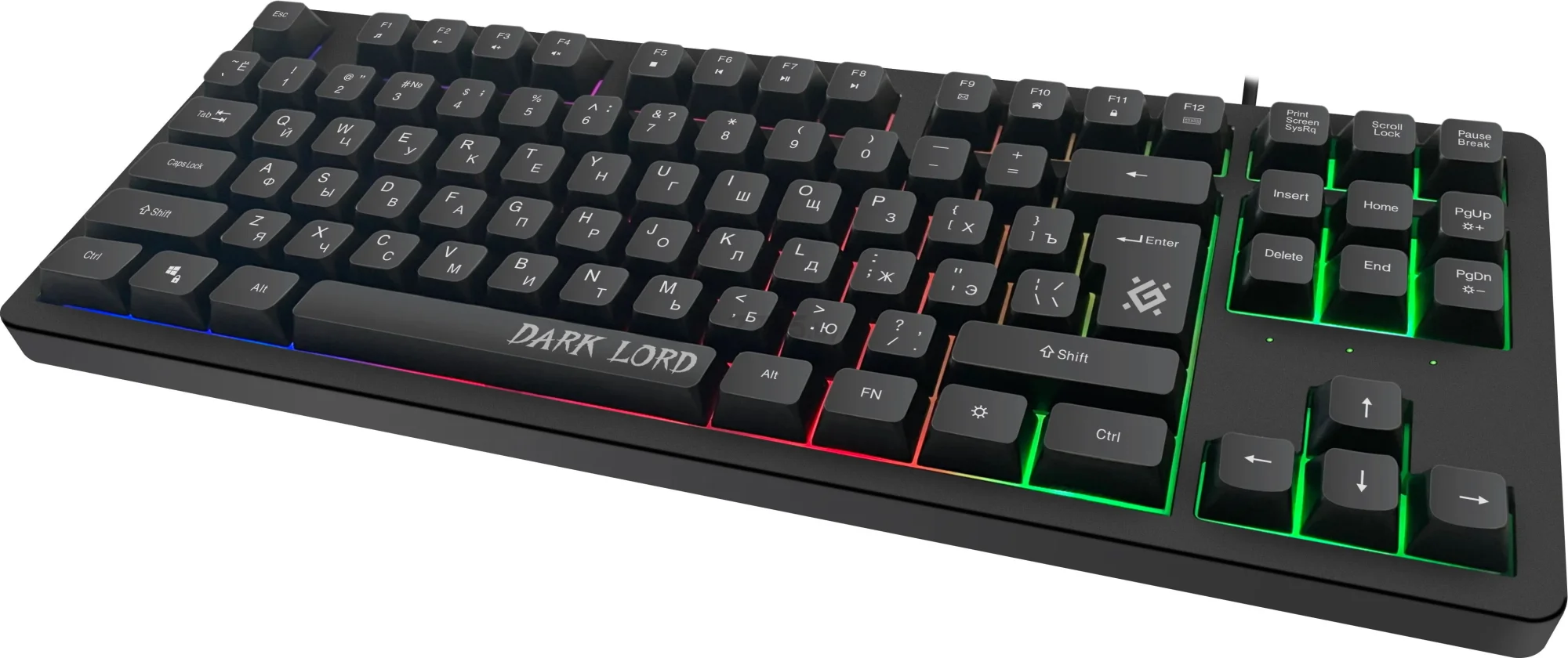 Defender Игровая клавиатура проводная Dark Lord GK-580 RU, черный, радужная,87 кнопок.