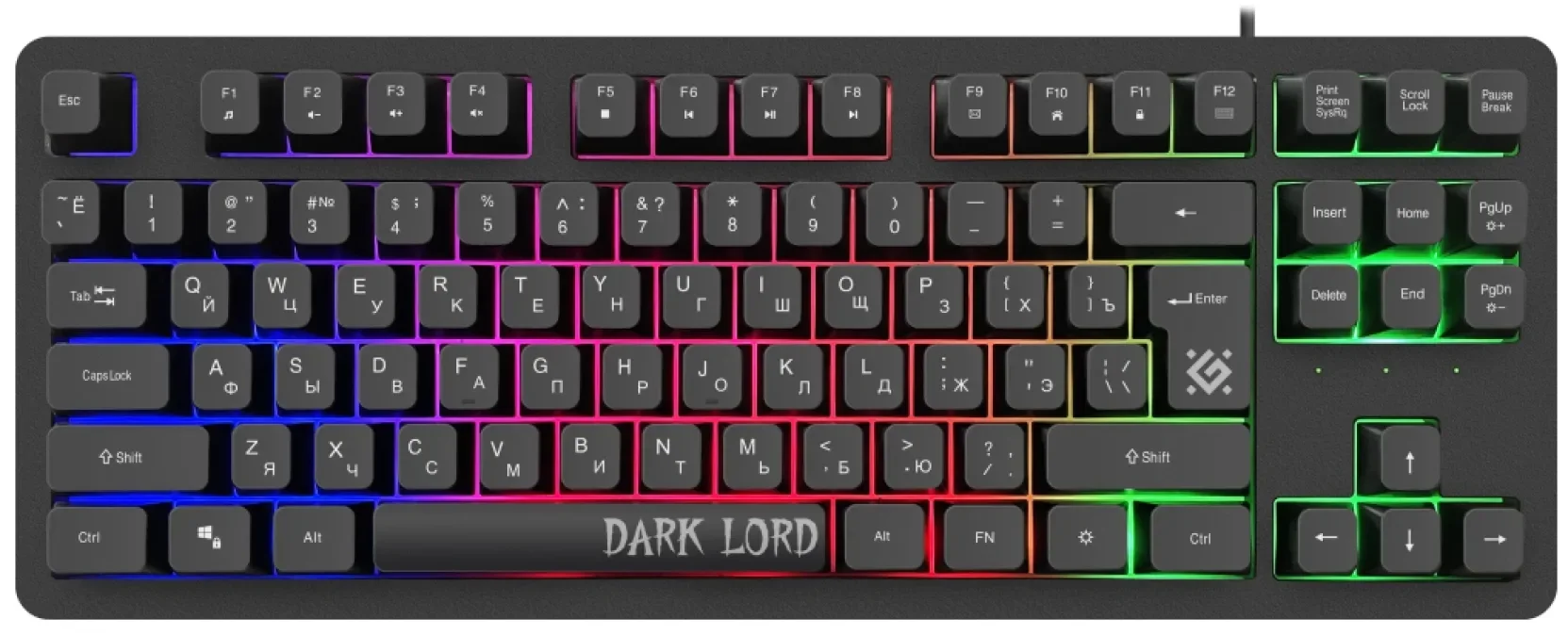 Defender Игровая клавиатура проводная Dark Lord GK-580 RU, черный, радужная,87 кнопок.