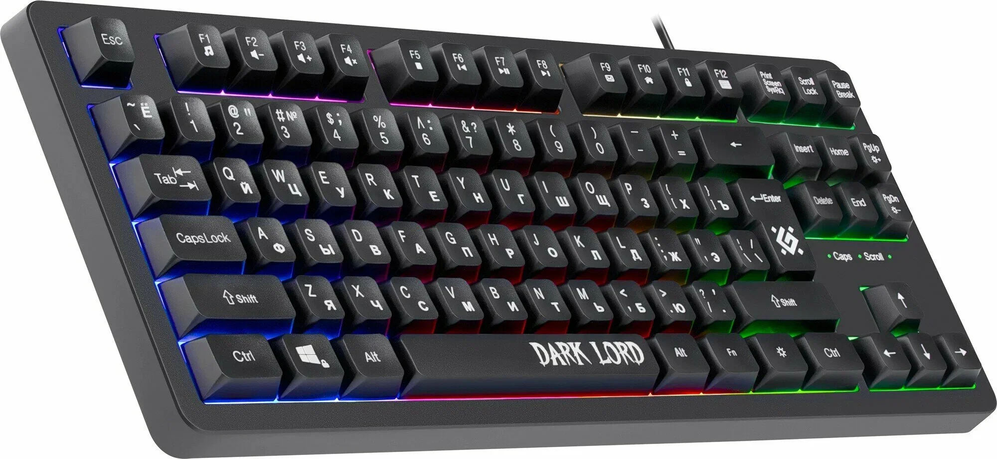 Defender Игровая клавиатура проводная Dark Lord GK-580 RU, черный, радужная,87 кнопок.