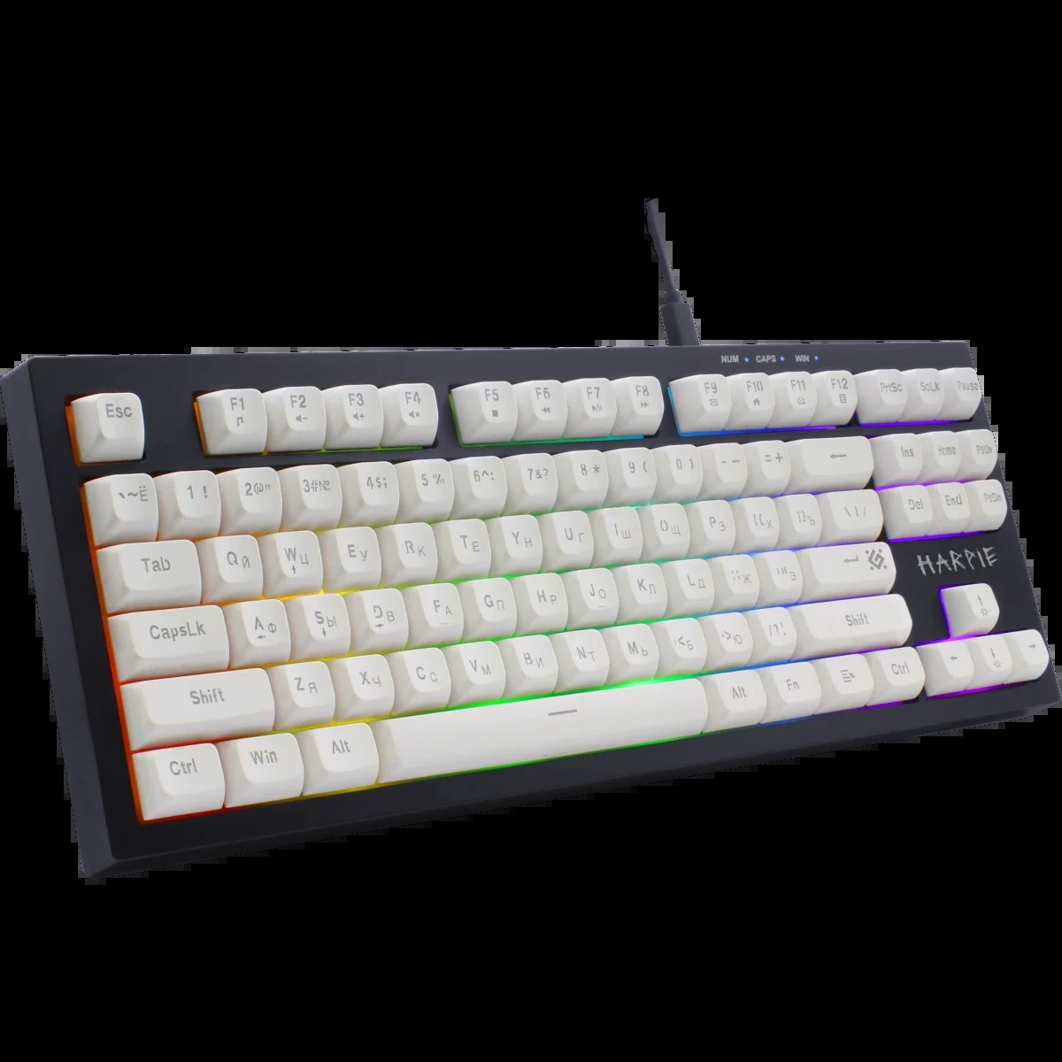 Defender Игровая клавиатура проводная Harpie GK-401 RU, чер/бел, 87кн+FN, радуж,1.5м.