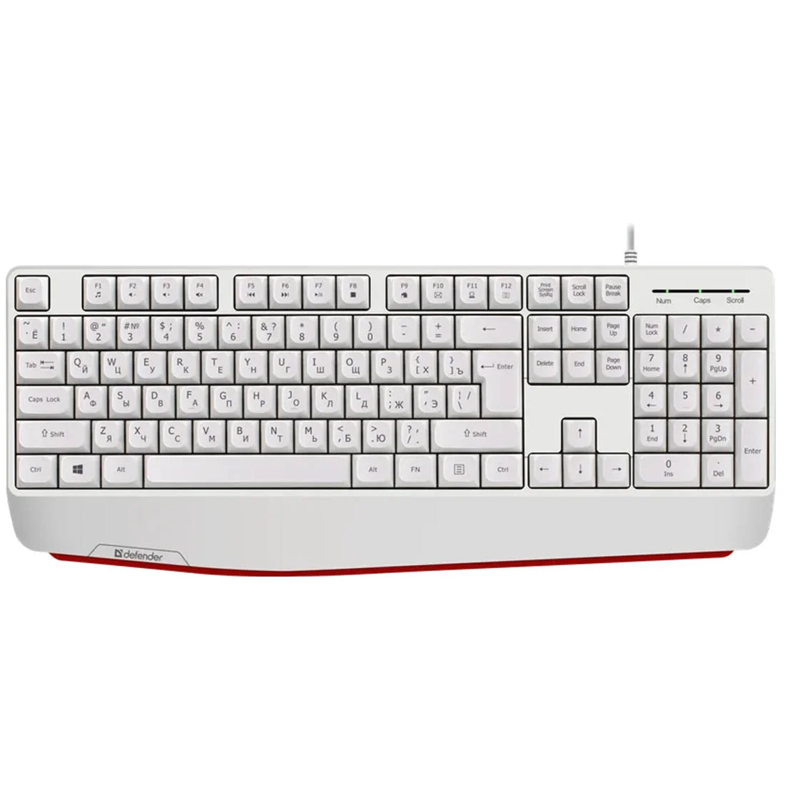 Defender Клавиатура проводная Atom HB-546 RU,белый,104+FN,1.8м
