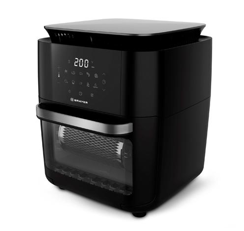 Аэрогриль BR2053 BRAYER, 1800 Вт, 12 л, t. 200С, вертел, шашлык, аэрофри, LED-дисплей, 10 программ