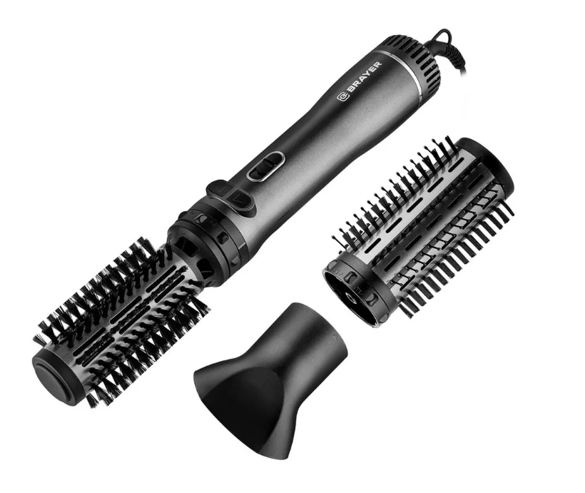 Фен-щетка BRAYER BR3137, 1000 Вт, кругл. щетка 38 мм, концентратор, кругл. щетка 50 мм, шнур 1,8 м
