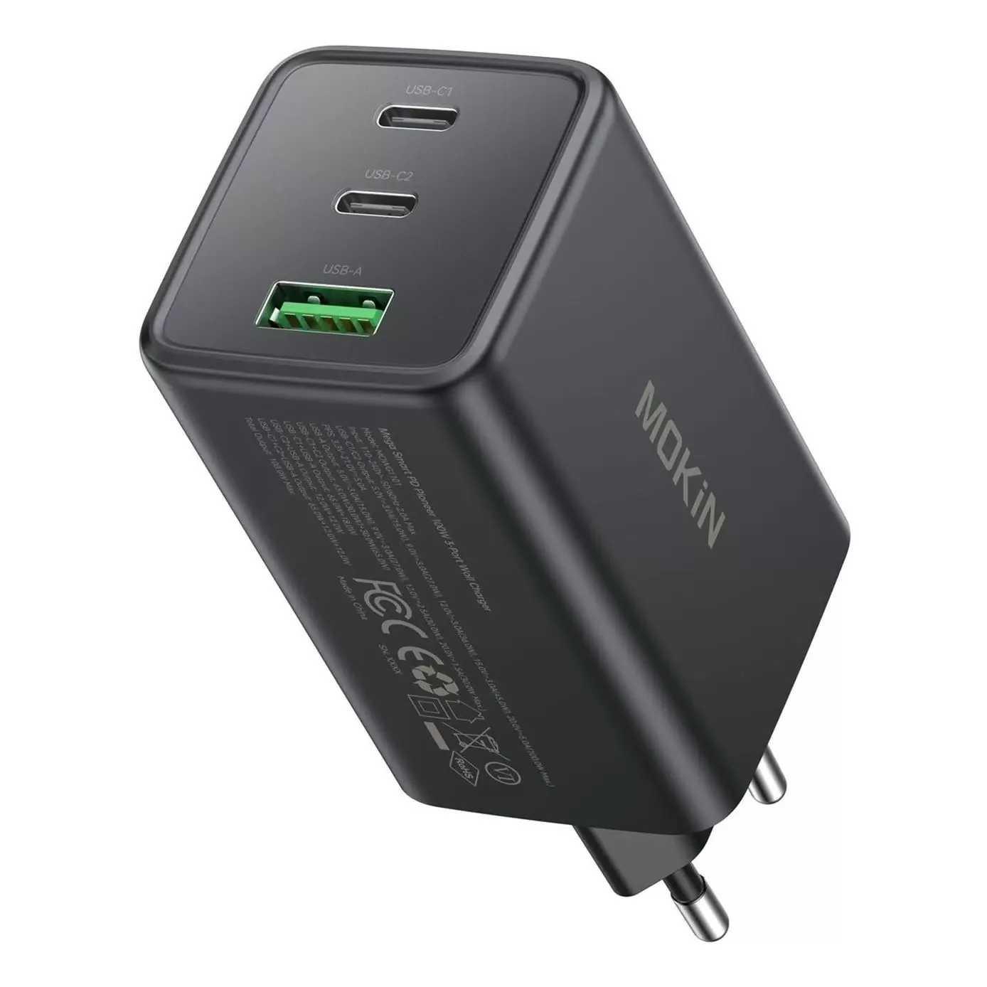 Зарядное устройство Mokin MOWG1101, Type C x 2, USB A, Black