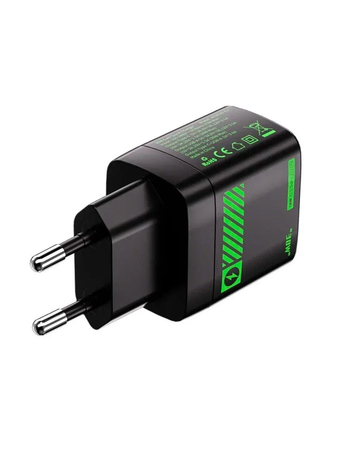 Зарядное устройство Movespeed 1xType-C + 1xUSB-A, 30W, PD2.0, QC3.0 (AC30 Black) EU