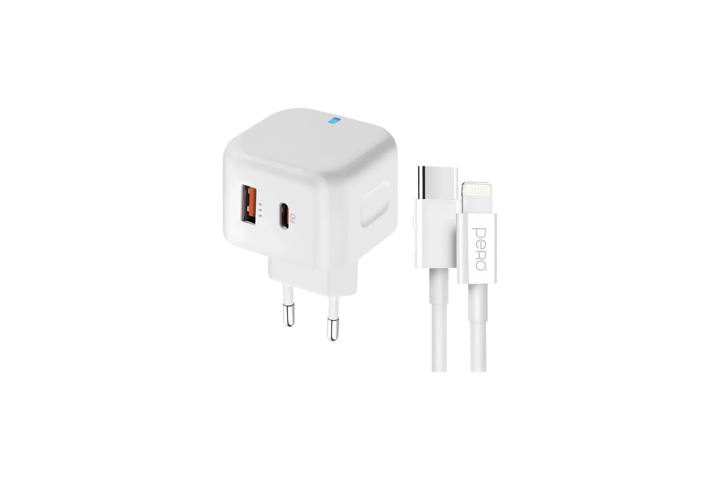 Зарядное устройство Pero TC10 USB-C 20W + USB-A Fast Charge белый