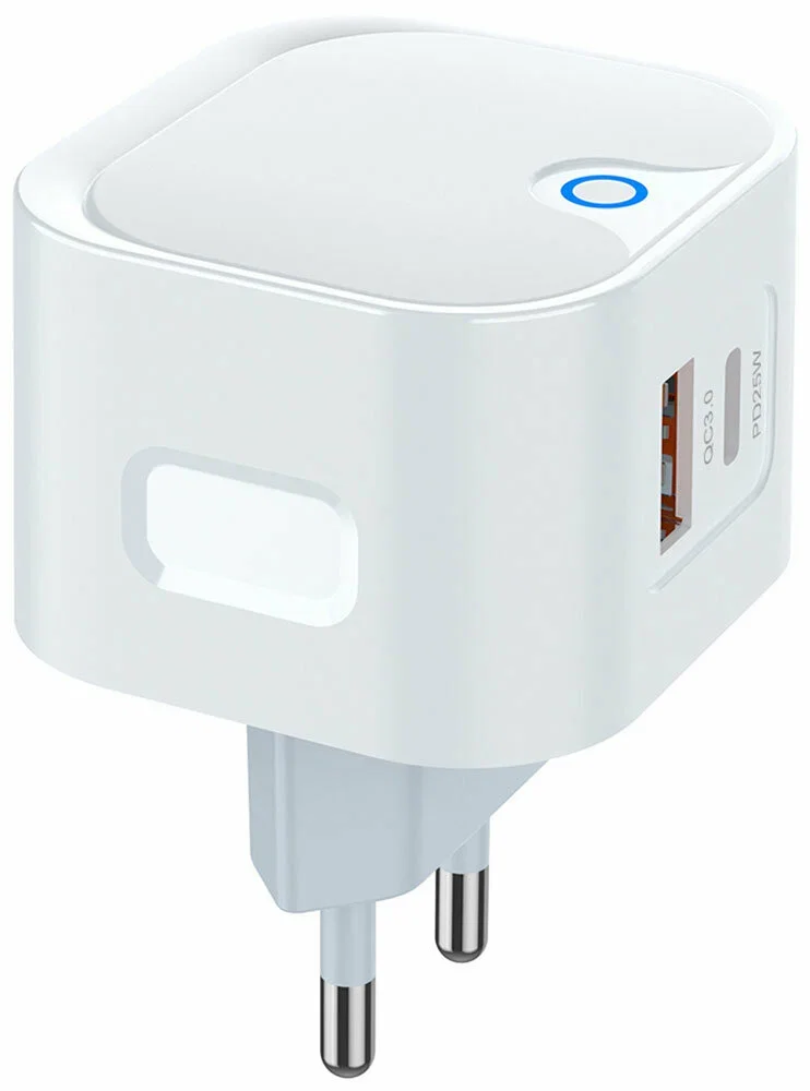 Зарядное устройство Pero TC21, USB-A + USB-C PD 25W, белый (ТС21W)