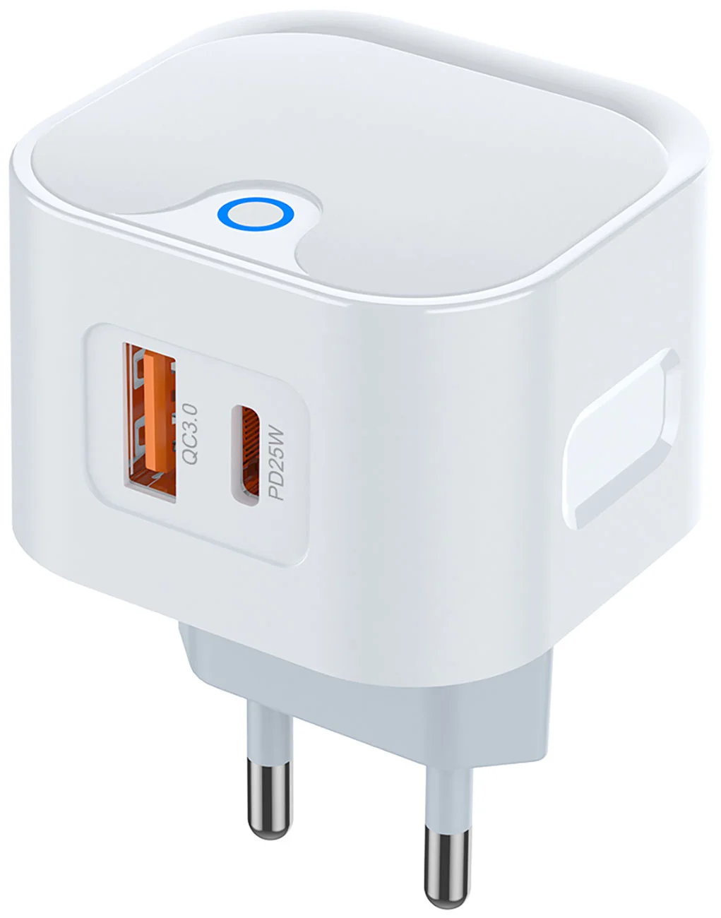 Зарядное устройство Pero TC21, USB-A + USB-C PD 25W, белый (ТС21W)