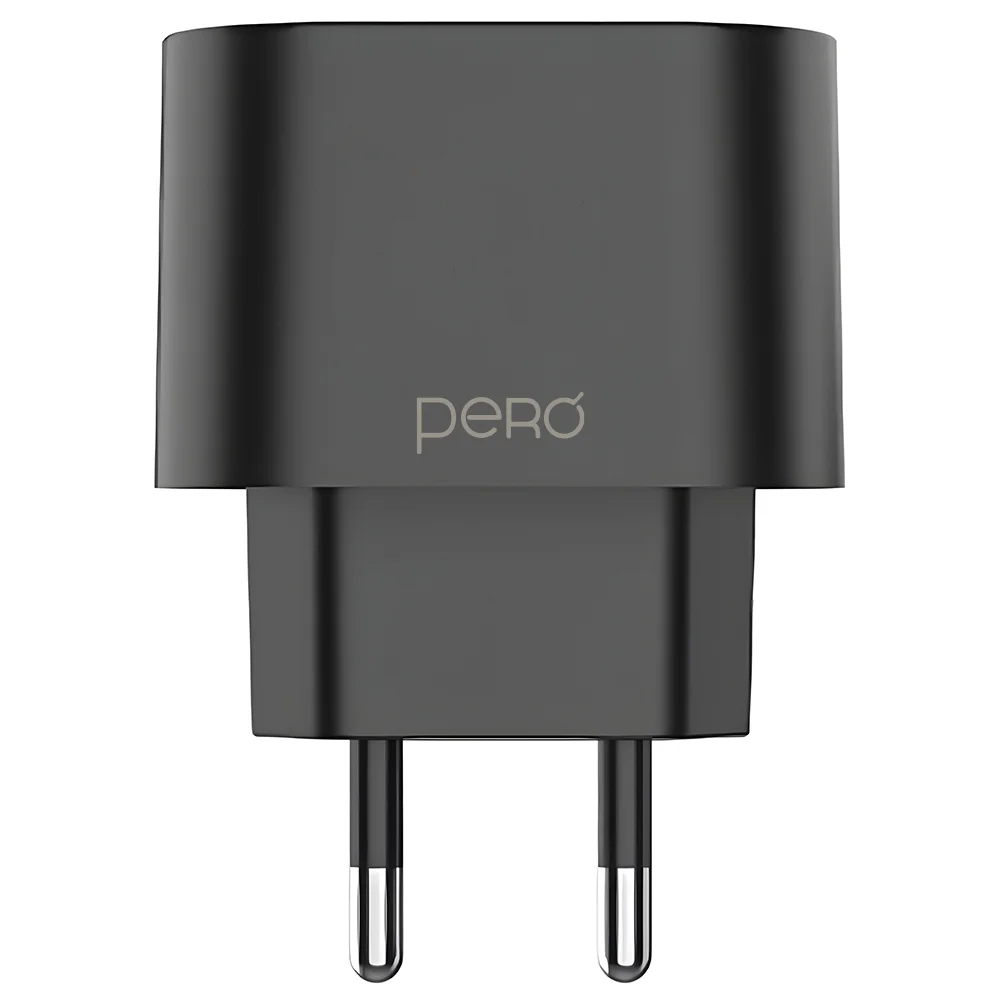 Зарядное устройство Pero TC21, USB-A + USB-C PD, 25W, черный (ТС21B)