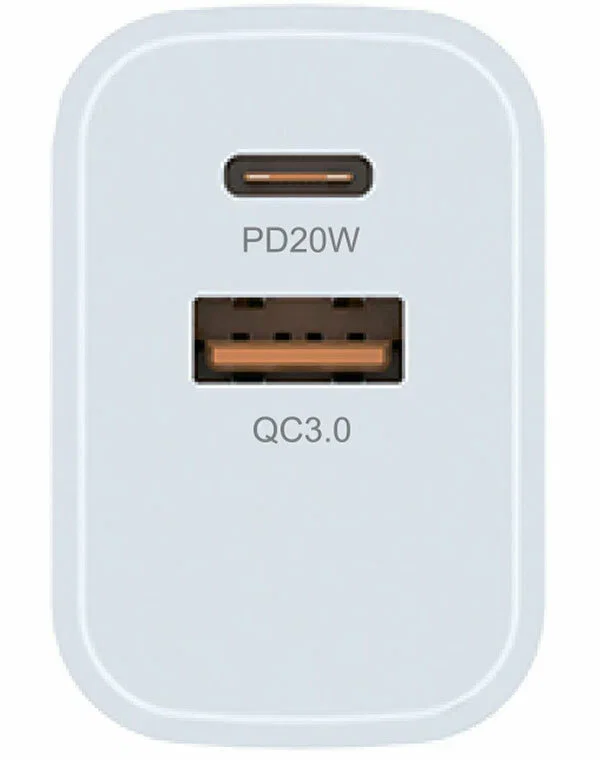 Зарядное устройство Pero TC24 USB-A + USB-C PD 20W белый (TC24W)