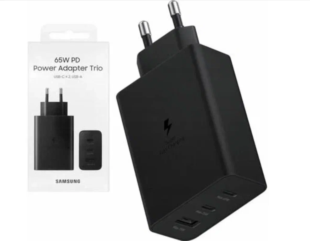 Зарядное устройство Samsung 65W/1xUSB+2xUSB-C/QC/PD/пластик/белый (EP-T6530NWEGRU)
