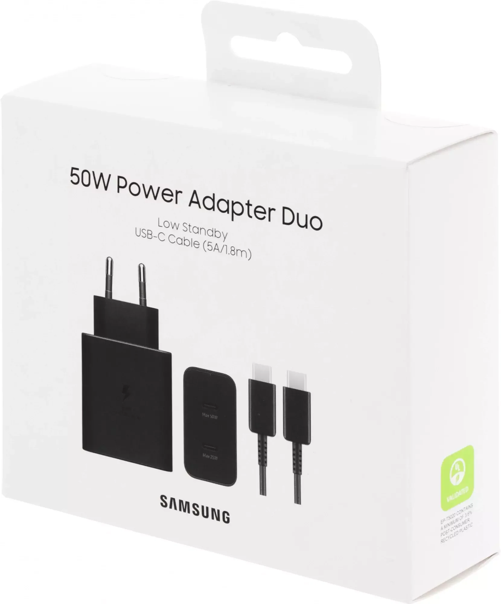 Зарядное устройство Samsung EP-T5020X, 50W, 2xUSB-C, Черный (EP-T5020XBEGEU)