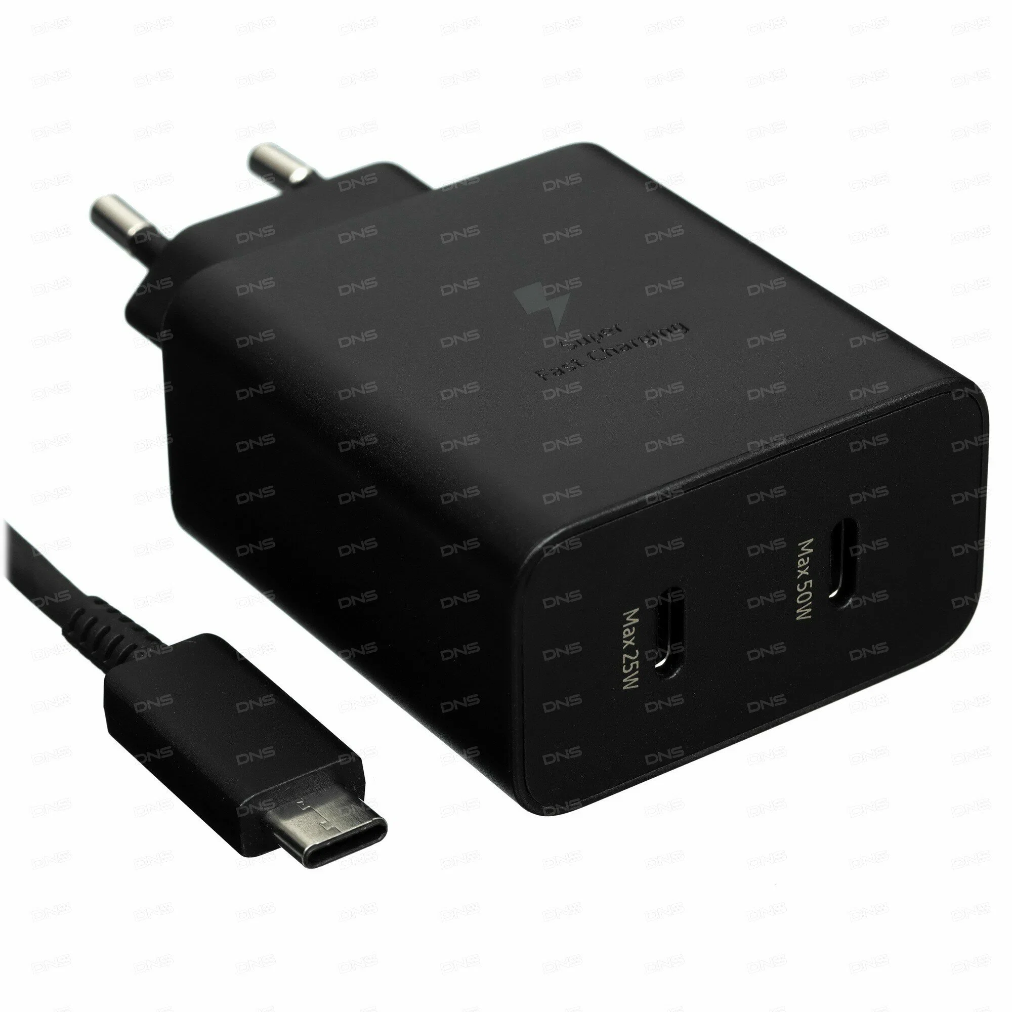 Зарядное устройство Samsung EP-T5020X, 50W, 2xUSB-C, Черный (EP-T5020XBEGEU)