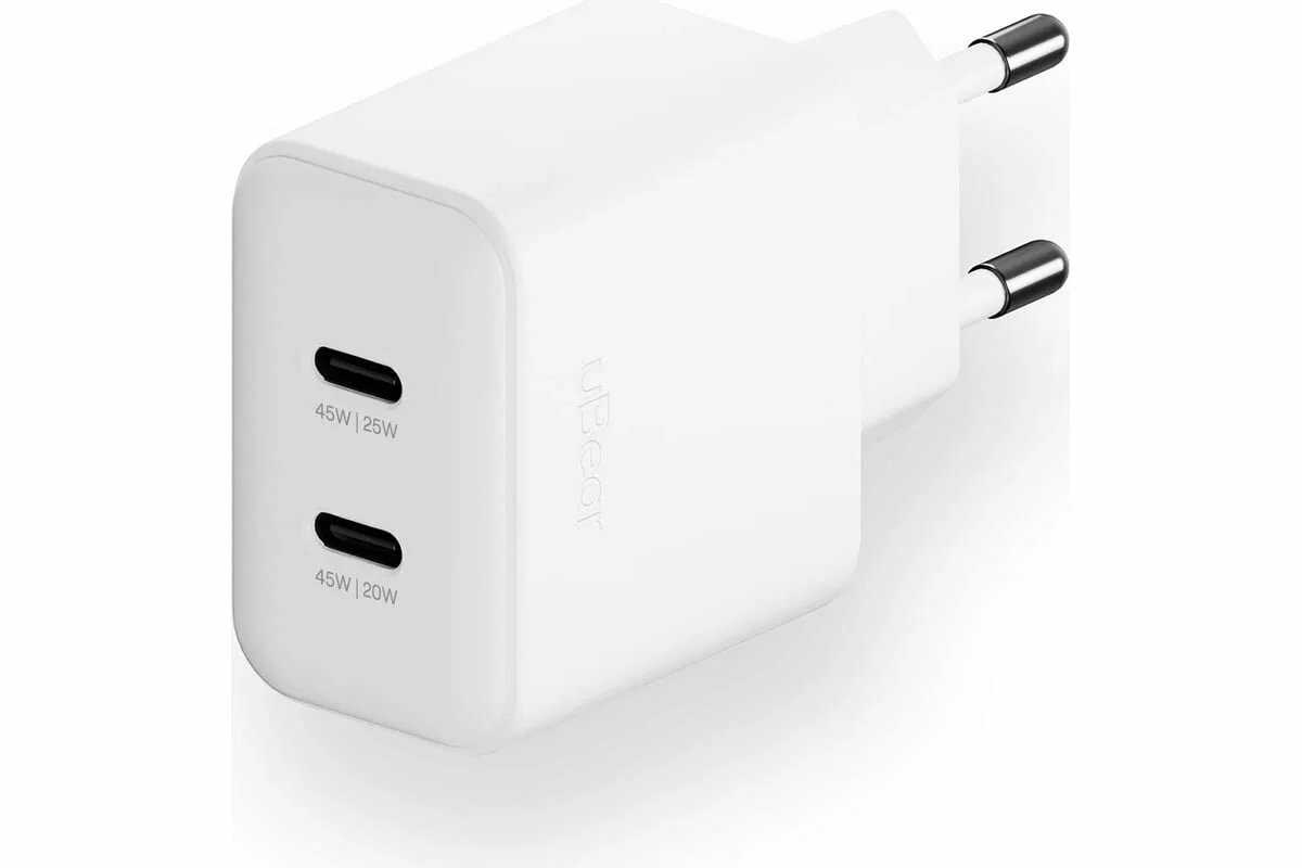 Зарядное устройство uBear Motion, GaN, 45 Вт, белый (WC17WH45-2C)