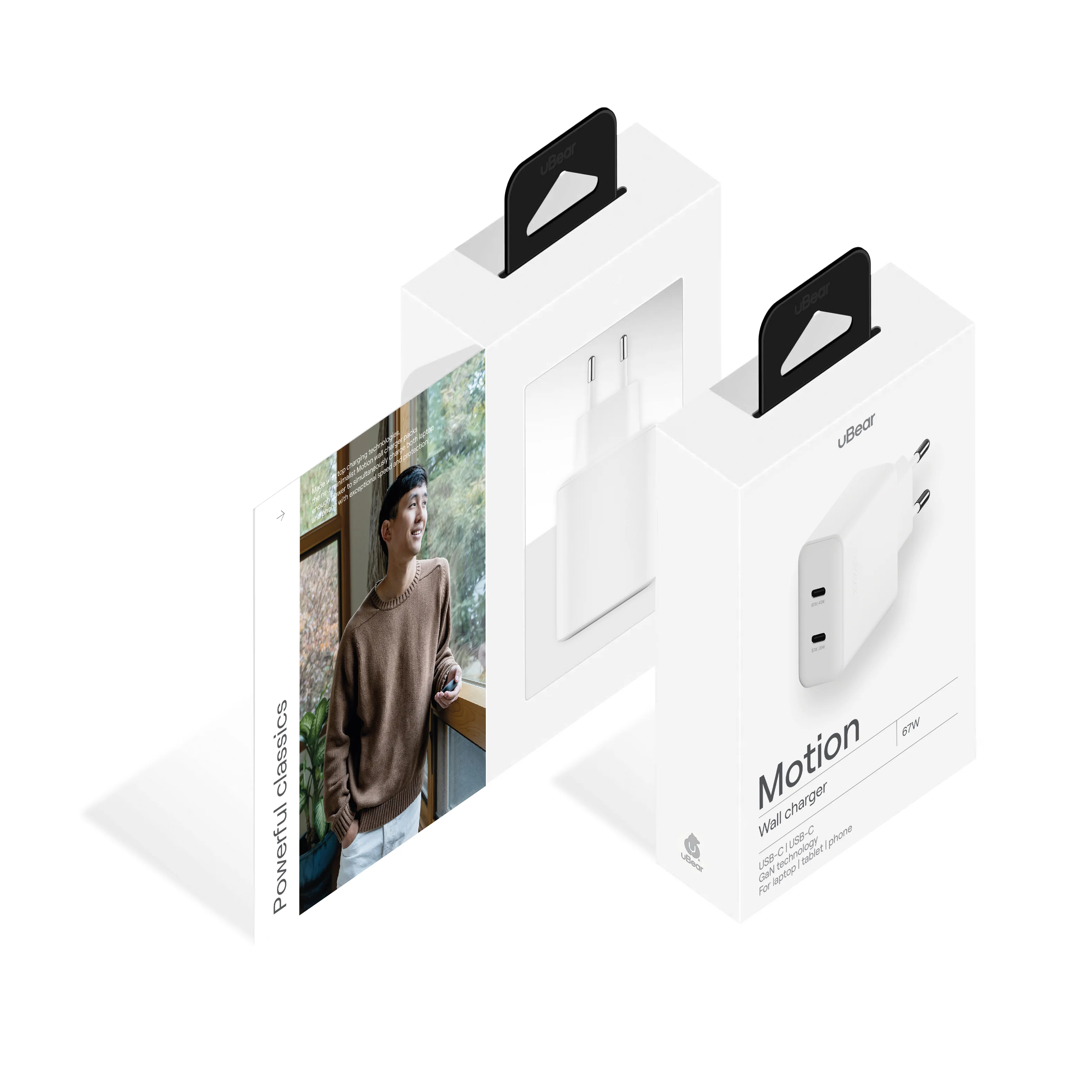 Зарядное устройство uBear Motion, GaN, 67 Вт, белый (WC15WH67-2C)