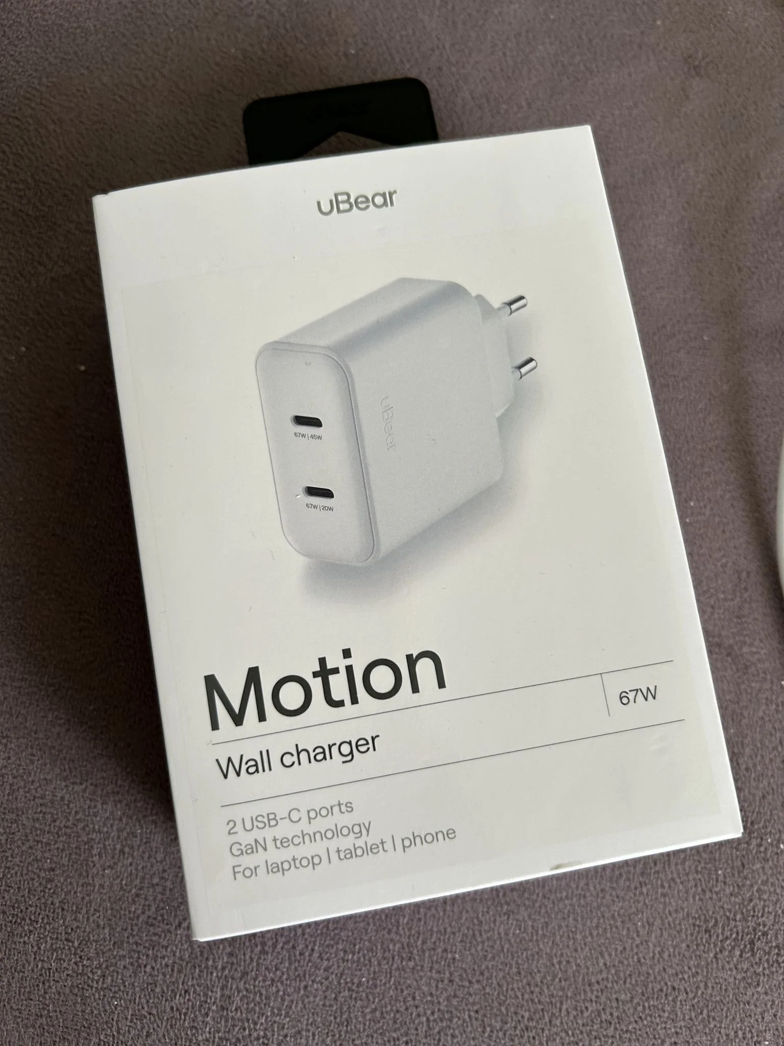 Зарядное устройство uBear Motion, GaN, 67 Вт, белый (WC15WH67-2C)