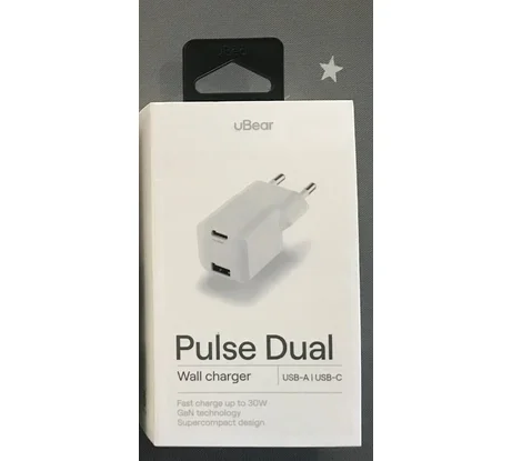 Зарядное устройство uBear Pulse Dual, GaN, белый (WC13WHPD30QC18-AC)