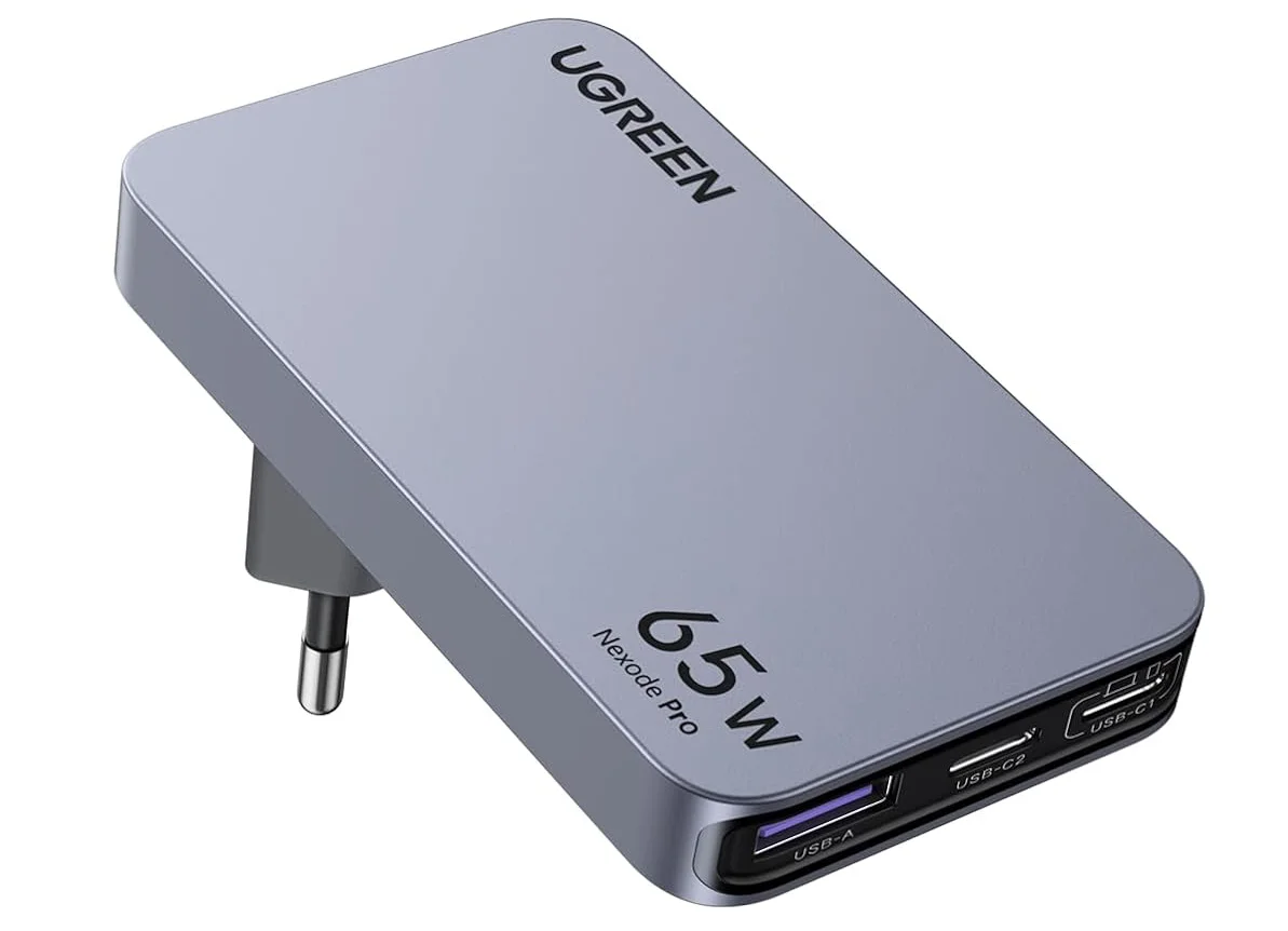 Зарядное устройство Ugreen X753 Nexode Pro, 65Вт, USB-A, 2хUSB-C, GaN, серый (25356)