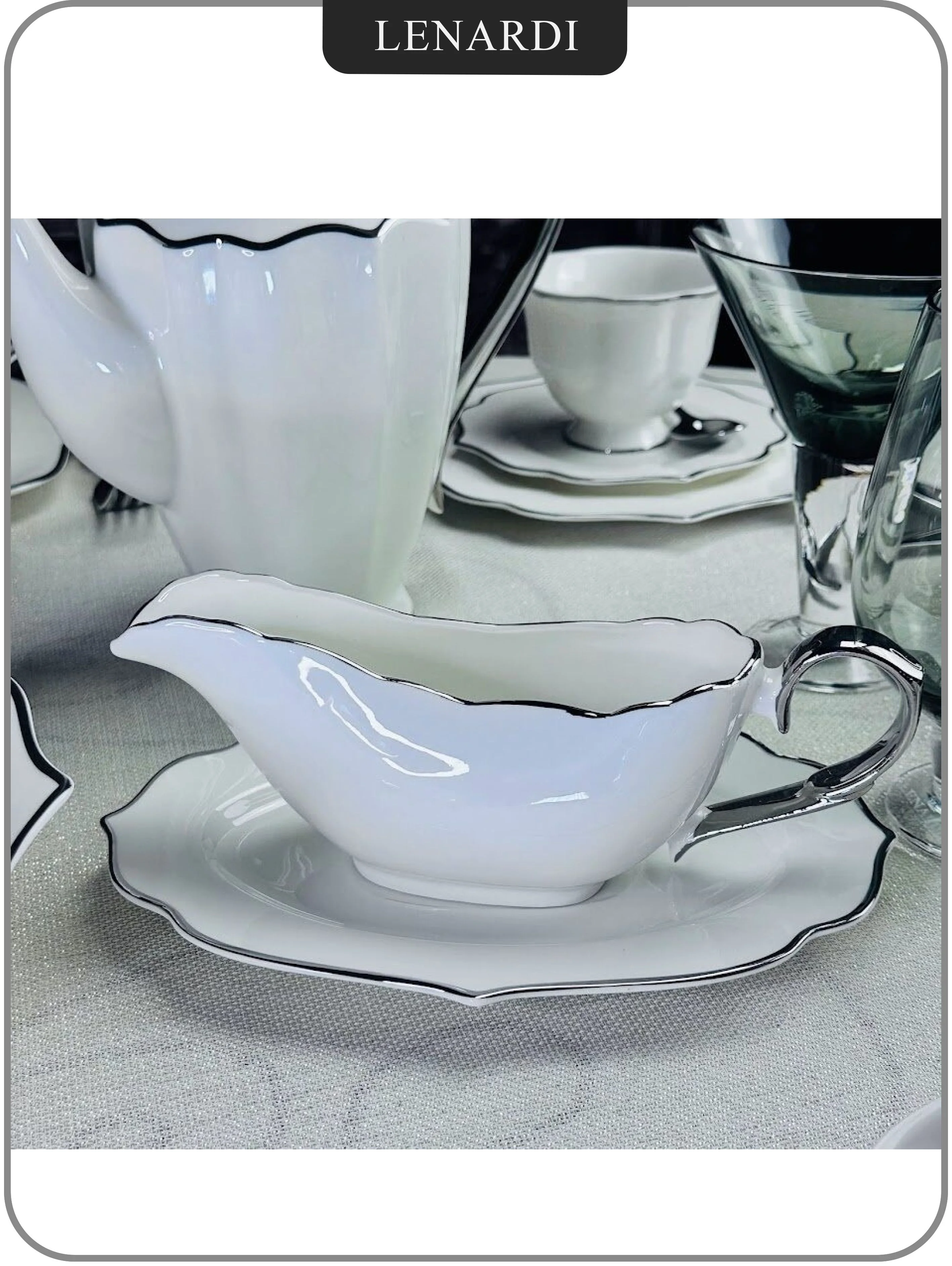 205-601 Соусник с блюдцем MAGNOLIA SILVER в под.уп.(х18)Фарфор