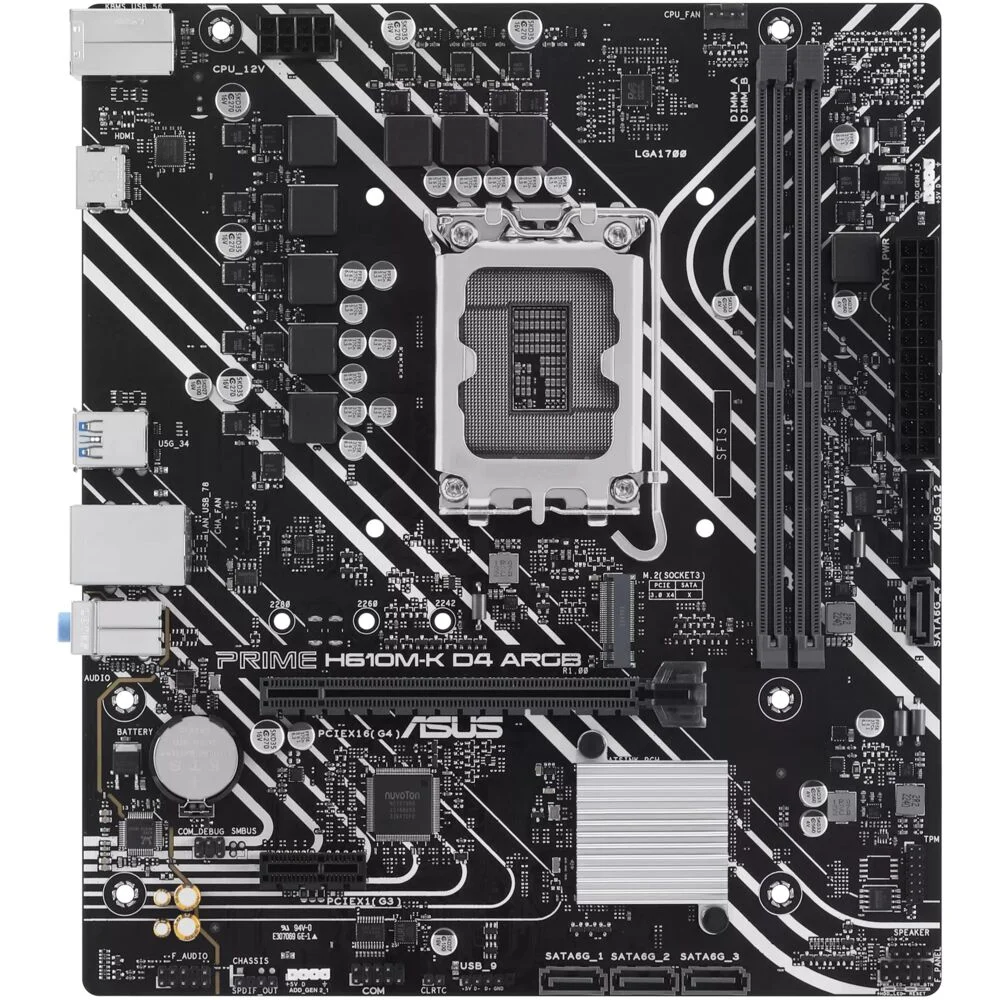 Материнская плата Asus PRIME H610M-K D4 ARGB (LGA1700, mATX)
