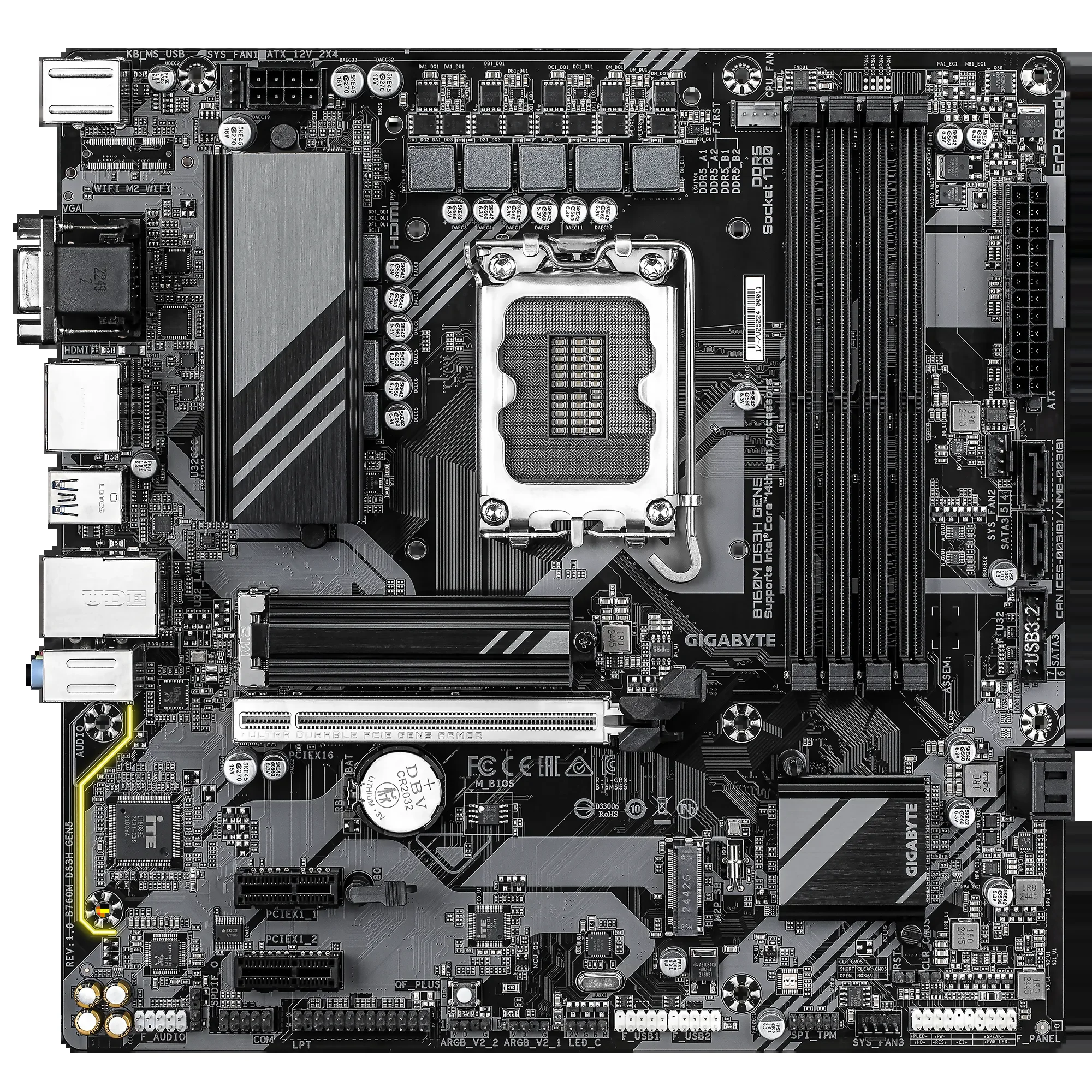 Материнская плата Gigabyte B760M DS3H WiFi6E GEN5 (LGA1700, MATX)