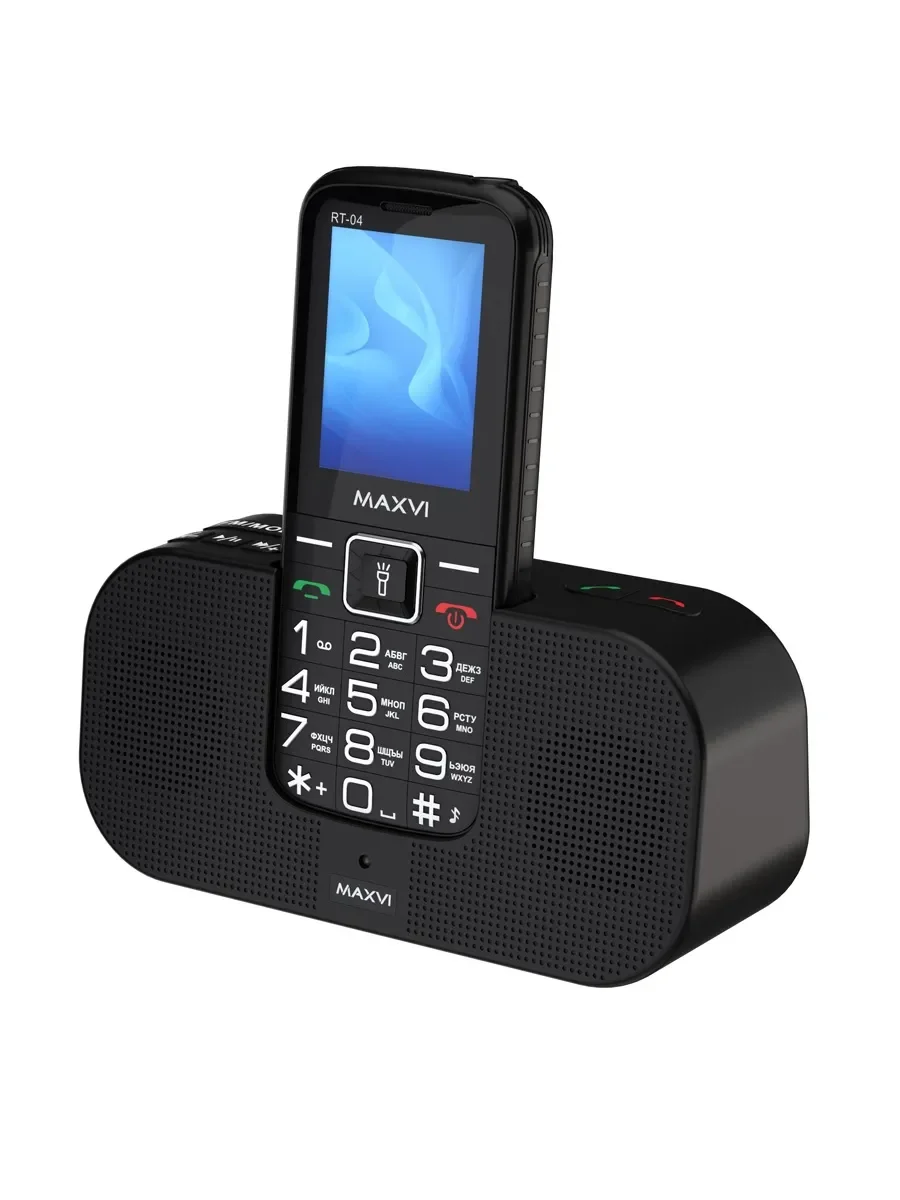 Мобильный телефон Maxvi RT-04 + док-станция, черный