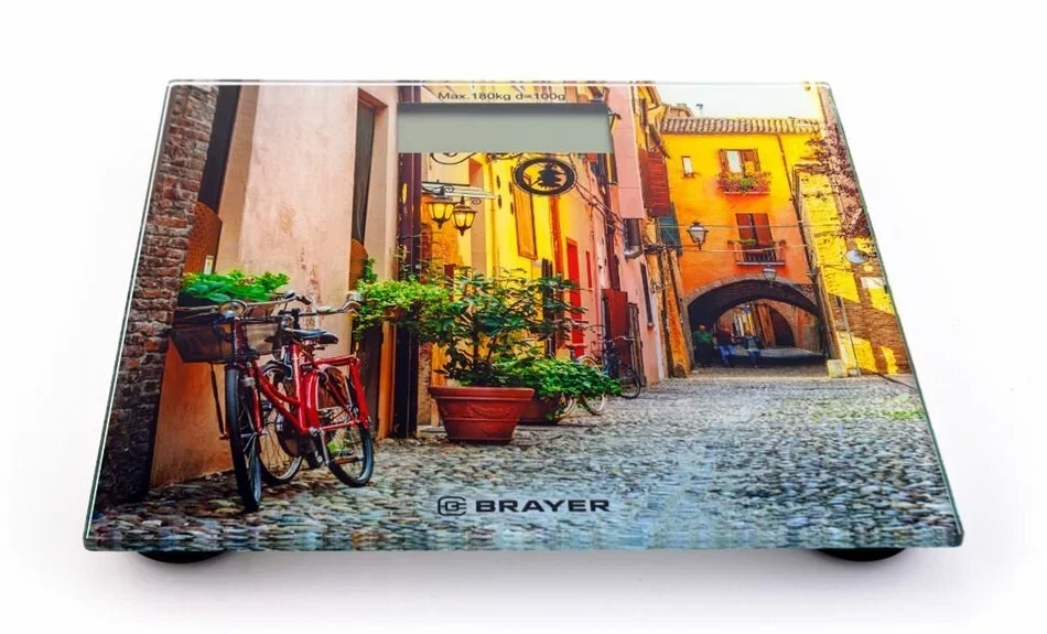 Весы нап, электр, BRAYER BR3730, вес до 180 кг, разм 30*30 см, толщ.6 мм, диспл 96,6*43 мм, 1*CR2032