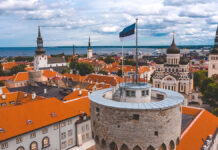 Неожиданное заявление министра Эстонии о будущем неграждан CloseUpViewOfTheEstonianFlagOnTopOf