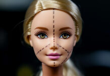 Шесть вдохновляющих трендов пластической хирургии 2025 года ADollFaceBeforePlasticSurgeryLinesDrawnOnIt