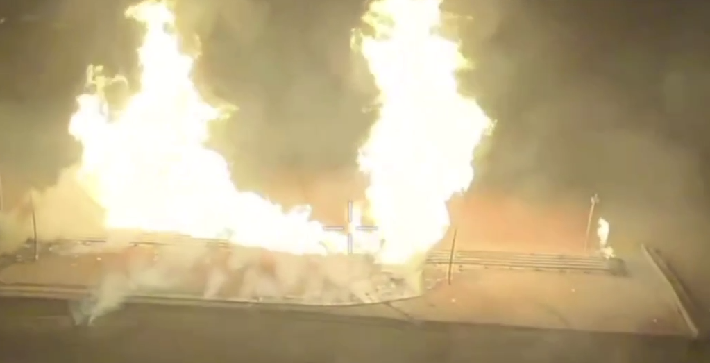 Появились кадры пожара на газоизмерительной станции «Суджа»