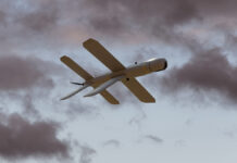UnmannedRussianMilitaryDroneLancetFlyingInTheSkyUnder