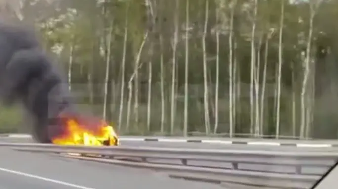 Shot: Желтая «Ламборгини» взорвалась в Подмосковье